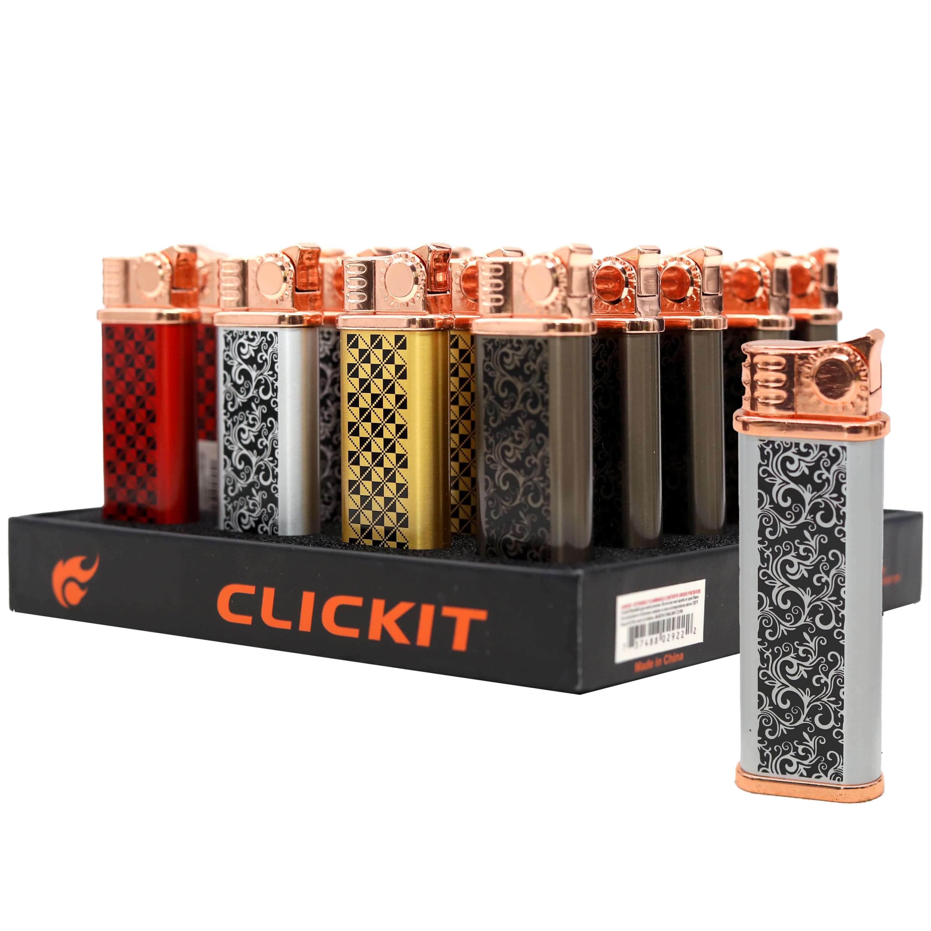 Clickit Mixed Designs Single Torch Lighters (GT-9322-1) | 20 Count Display | Assorted Colors product image